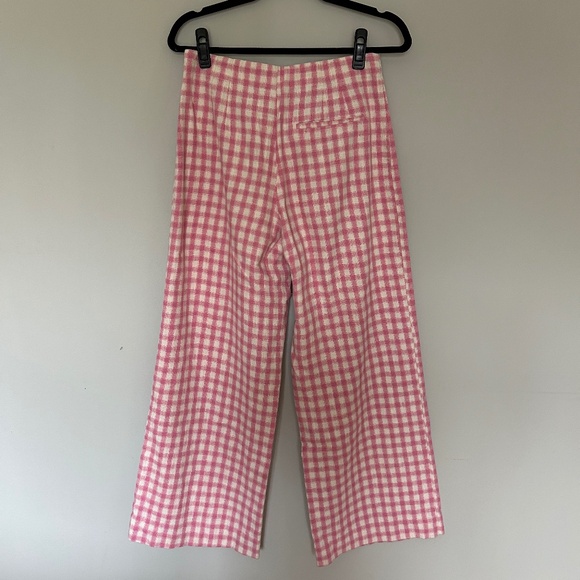 Pink Gingham Wide Leg Trousers - Picture 4 of 5